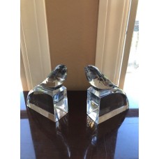 Baccarat Small Bird/sparrow On Stand Bookends Great Condition   263863334418